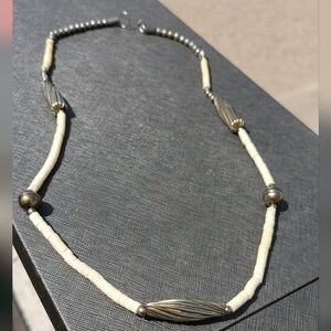 Elegant Cream and Silver Beaded Necklace
